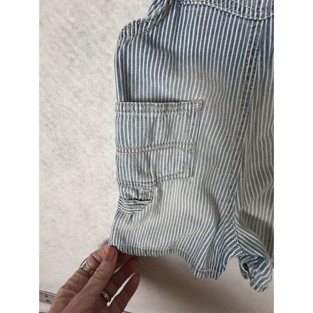 Vintage Oshkosh B'gosh Railroad Striped Pin Stripe Shortalls Overalls Size 18M